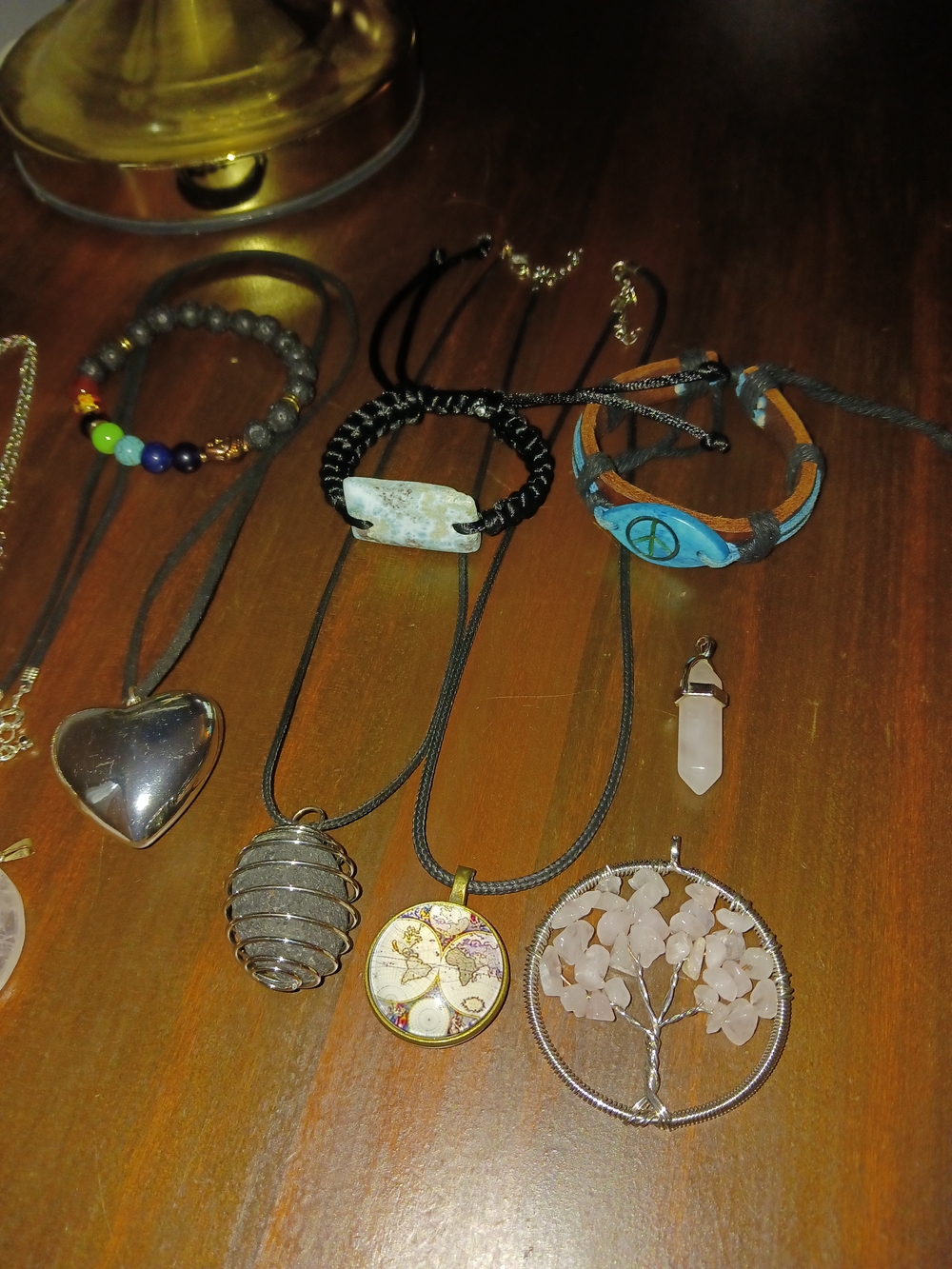 Random Mixed Lot Of Jewelry Necklace Crystal Rose Quartz Volcanic Rock Larimar - Picture 2 of 3